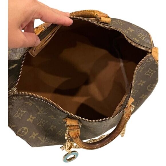 Louis Vuitton Vintage Speedy 35 Satchel Shoulder Bag Brown Monogram Chic Luxury - Picture 7 of 16